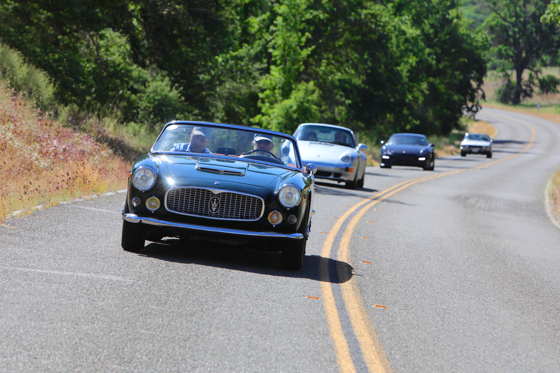 Maserati-3500GT-Porsche-lineup - Drive Toward a Cure for Parkinson's